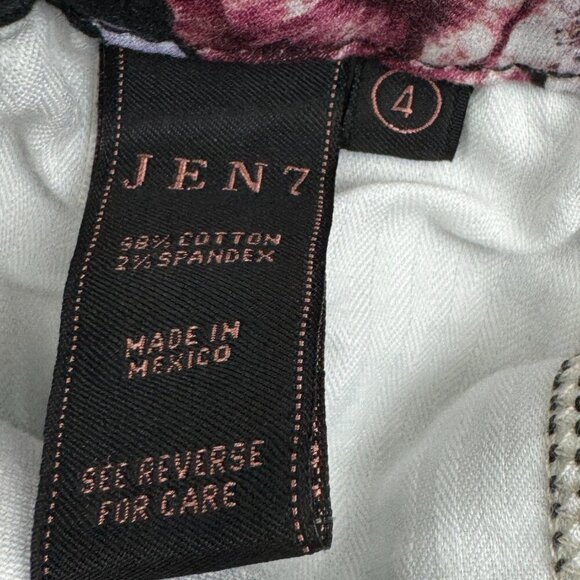 Jen7 7 All Mankind Romantic Floral Printed Ankle Skinny Pants Women's Size 4 - Picture 7 of 8